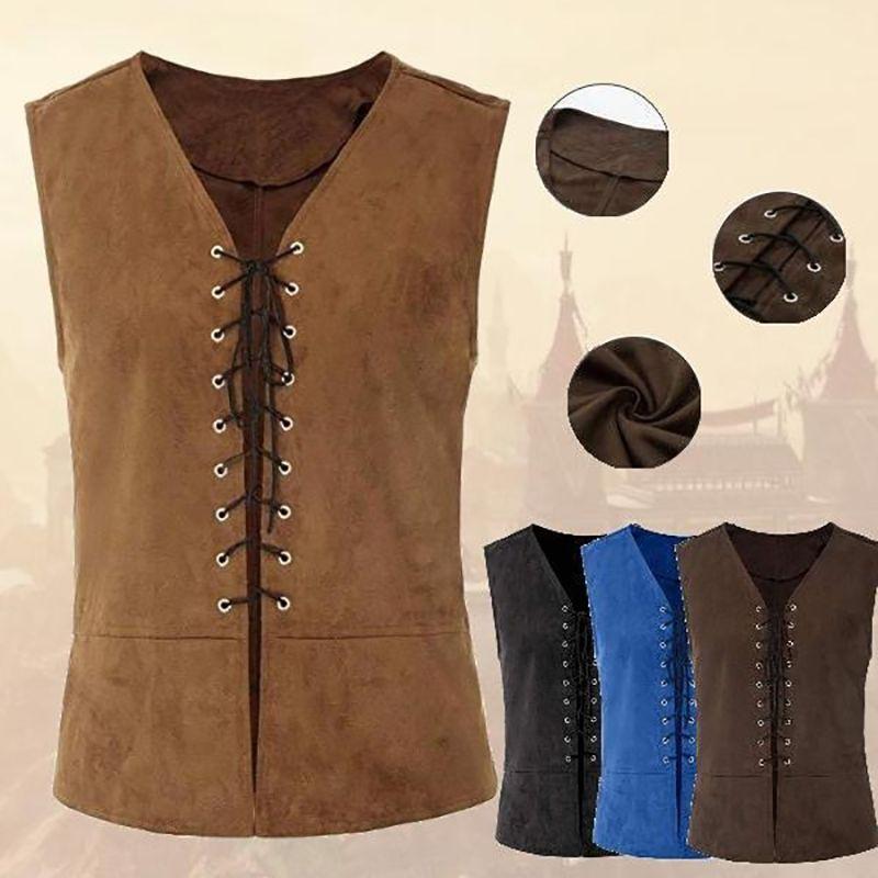 Stylová středověká pánská retro steampunková bezrukavá bunda pro jedinečné cosplay oblečení