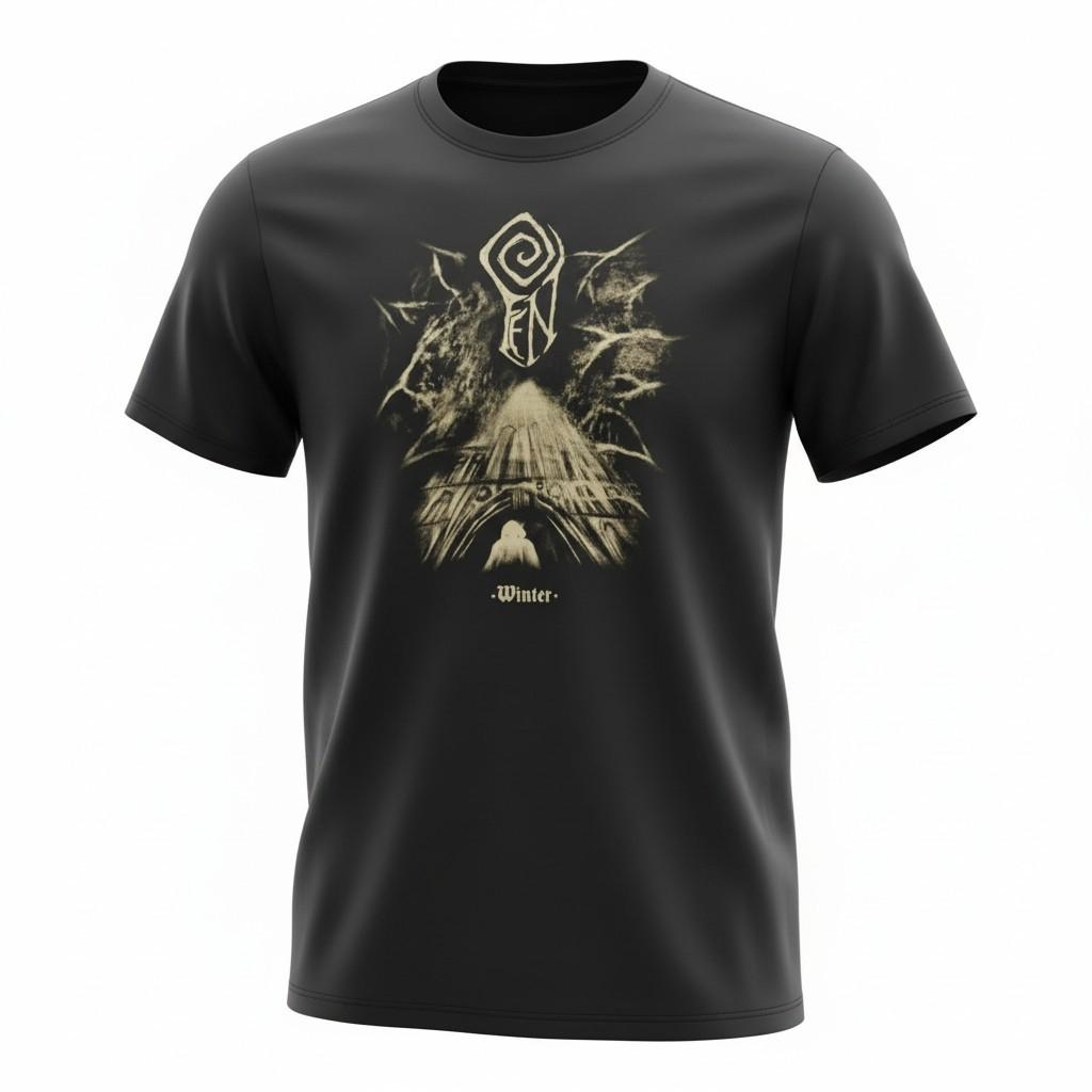 Mens Winter death/doom Metal Black Band T-S shirt Size L A458 L