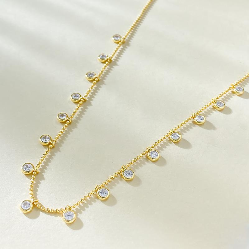 Fashion New Tassel Necklace 925 Silver Plated Gold Neckchain Cross Border Ins Style Collar Chain Jewelry Women