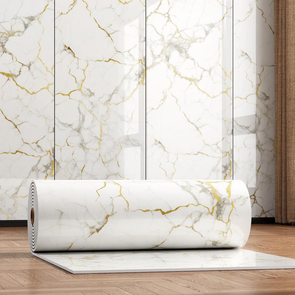 Waterproof Self-Adhesive Faux Marble Tile Stickers for Walls In Bathrooms, Kitchens, and Living Rooms