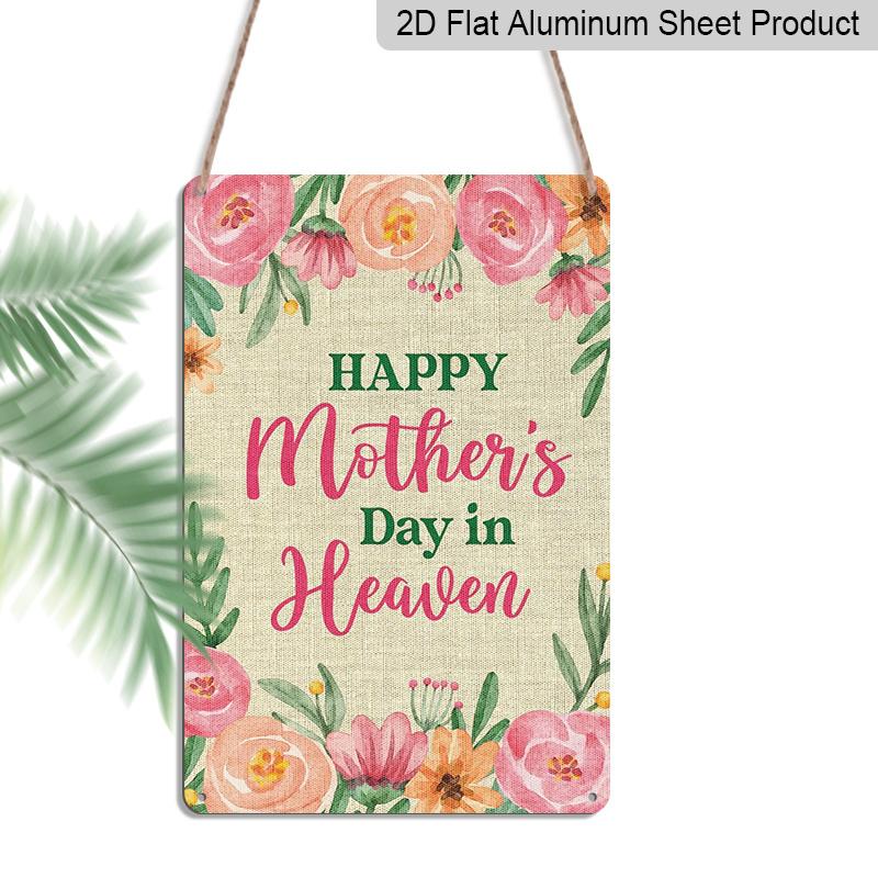 

2D Flat Decorative 8×12 Inch Aluminum Plaque Metal Sign | Happy Mother s Day in Heaven Watercolor Floral Design; Memorial & Sympathy Home Wall Decor 20*30cm