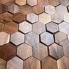 Black Walnut Hexagon 3D Stereo Mosaic Wall Hanging Decoration Hotel Bar Cafe Background Decoration Modern Wall Hanging Decor