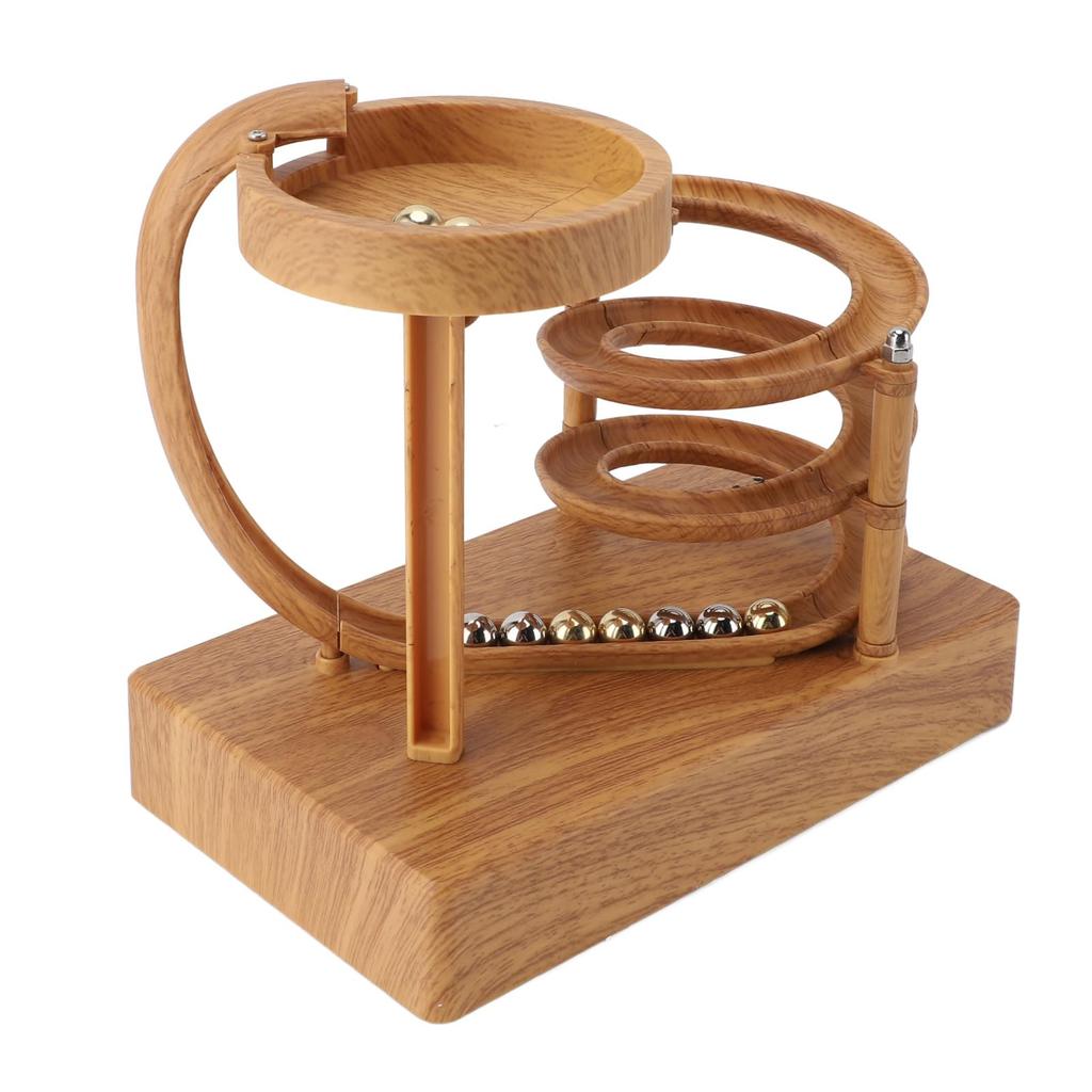 Rolling Ball Perpetual Motion Machine, Kinetic Art Perpetual Motion Machine Ornament, Dynamics Principle, Tabletop, Relaxing (Wood Grain)