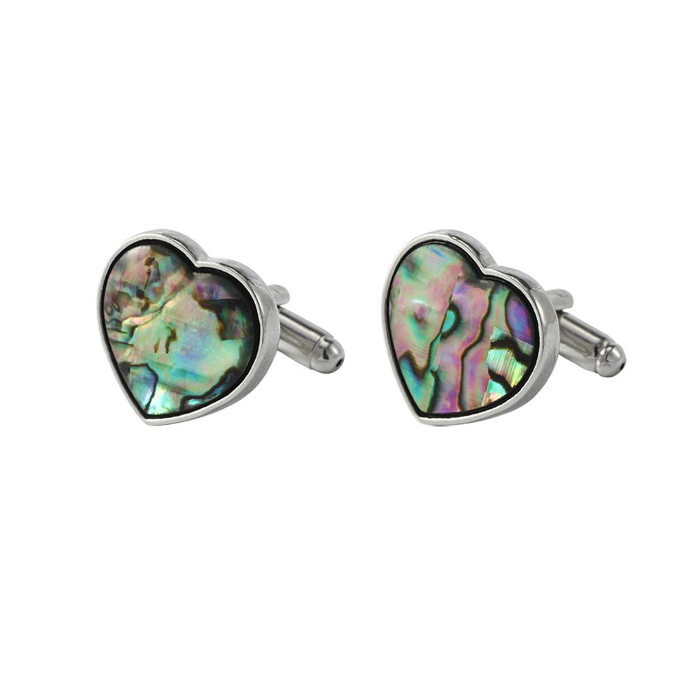 Elegant Abalone Shell Design Mens Cufflinks Funny Business Wedding Heart Oval Square Shaped Sleeve Button