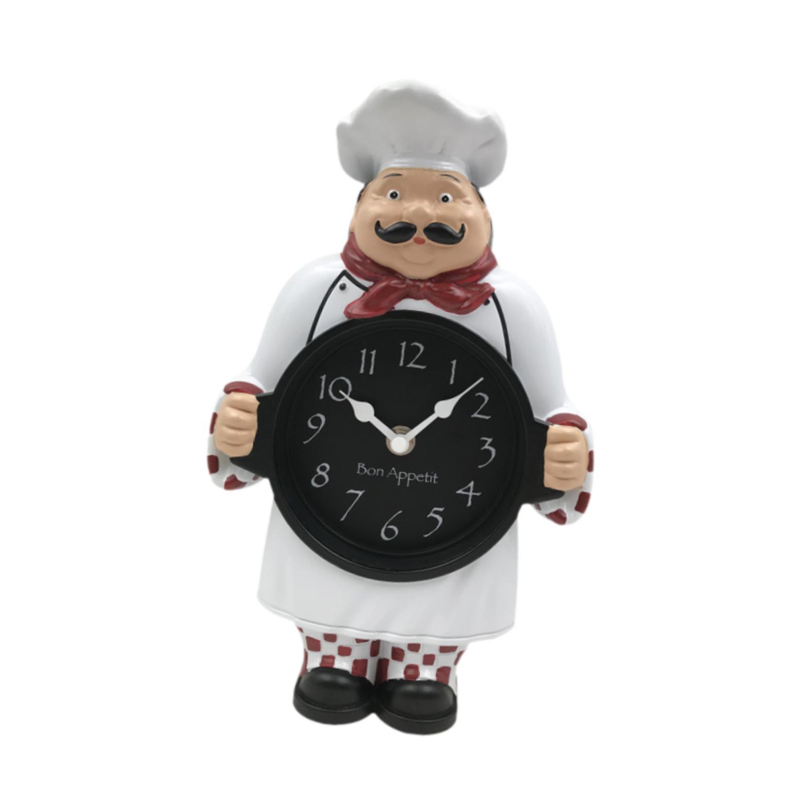 

Chef Wall Clock Creative Table Clock Wall Hanging Decor Wall Sculpture for Kitchen Restaurant Dining Room Bar Home Decoration білий