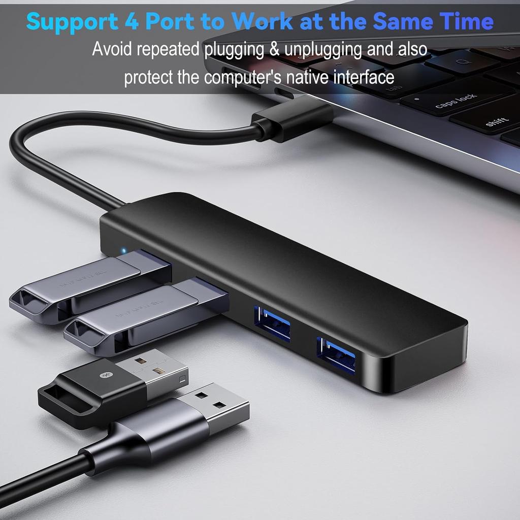 SYONG USB 3.0 and Usb 2.0,Plug and Play USB Splitter for Laptop, PC, MacBook, Mac Pro, Mac Mini, IMac, Black Plastic USB HUB