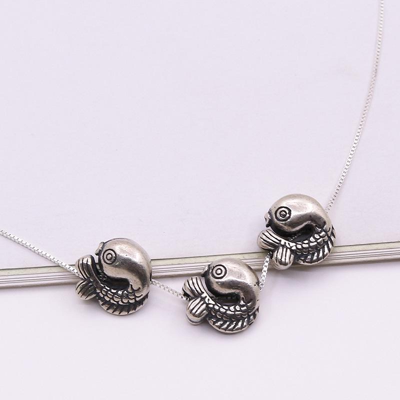 

S925 Sterling Silver Koi Fish Spacer Beads for DIY Retro Bracelet Accessories