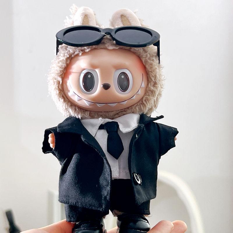Labubu Black Suit Sunglasses Leather Shoes Clothes Set Doll Doll Clothes Doll Clothing