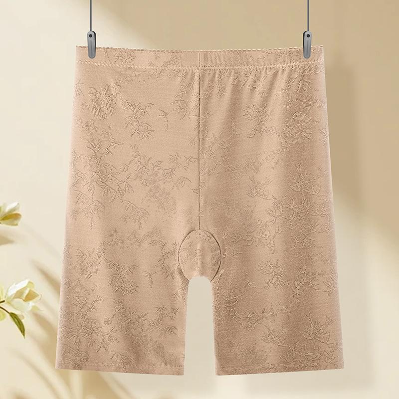 Plus Size Women Summer High Waist Ice Silk No Trace Safety Anti Walking Belly Lift Hip Five Points Leggings