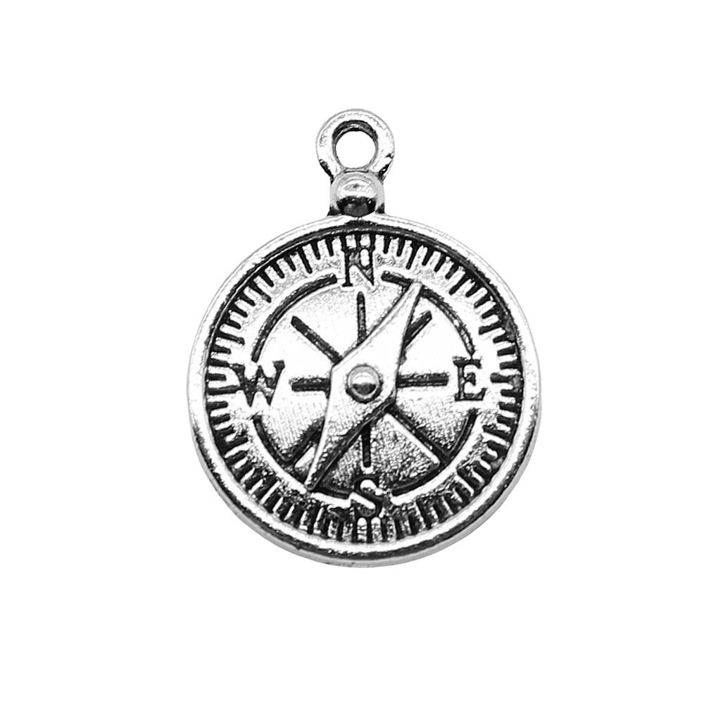

3шт Компас Шармы Шармы Античное серебро Цвет Цинковый сплав 20X27mm