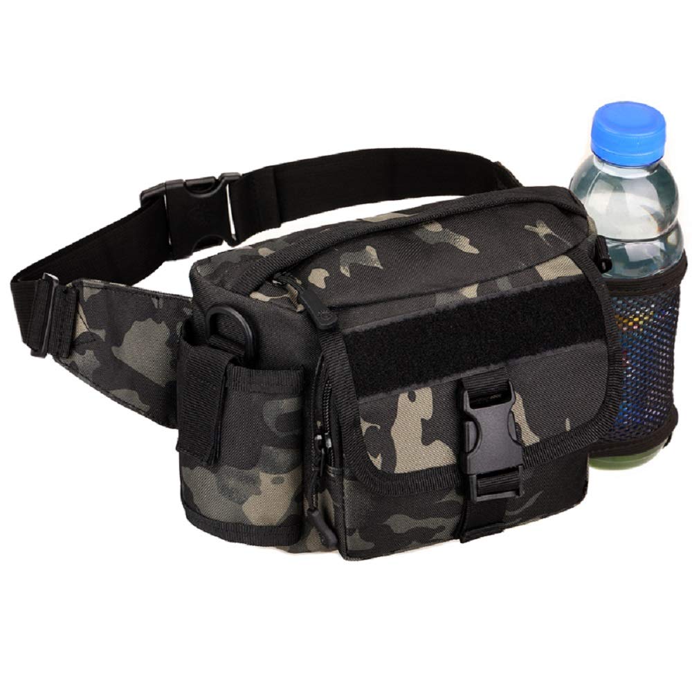 Phoenix Ikki Water Bottle Pouch with Small Item Waterproof Ideal for Outdoor Multifunctional Waist Tactical Crossbody Casual Travel Black and Brown
