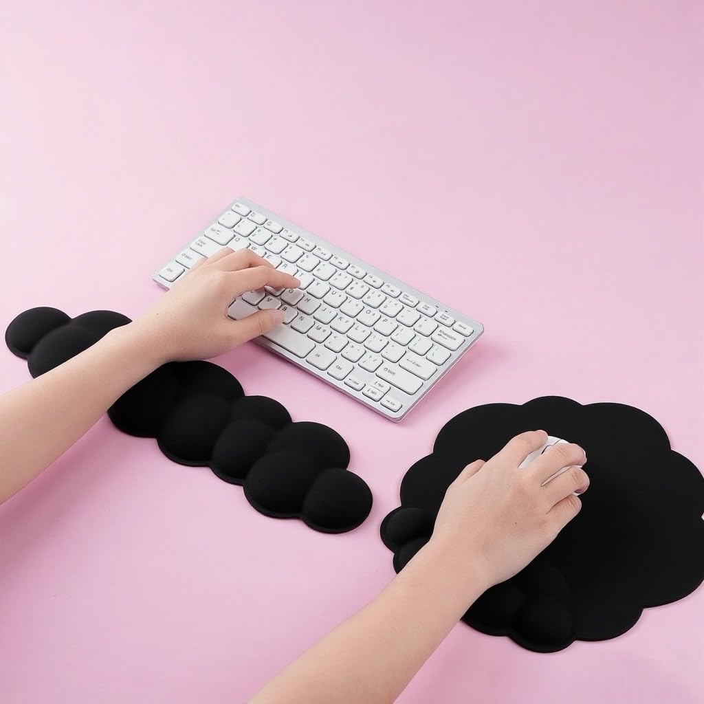 Levieny Tastatur-Handgelenkauflage mit 2025 Neuestem Wabenwolken-Handgelenk-Ergonomischem Design mit für Beinhaltet Stress-Maus- und Tassenmatte Wolkenförmig