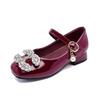 High-heeled Girls' Princess Shoes for Spring and autumn2026New Style Little Girl's Leather Shoes with Dress, Soft-soled Children's Crystal Shoes