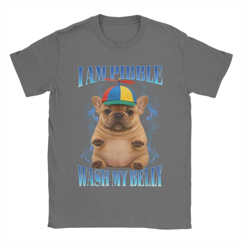I Am Pibble Wash My Belly Pibble Meme T Shirt Men Pure Cotton Amazing T-Shirt O Neck Funny Dog Brainrot Tees merchandise Classic