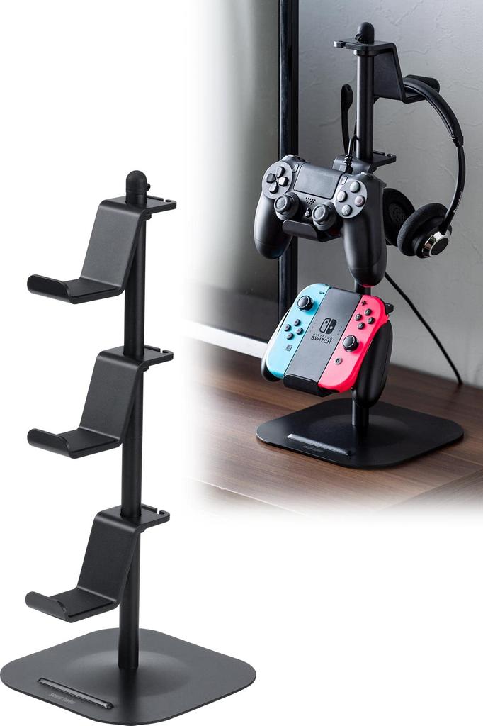 Sanwa Direct Controller Headphone 17cm Wide x 17cm Deep x 41cm High Stand, Stand, Black, 200-GAP011BK,