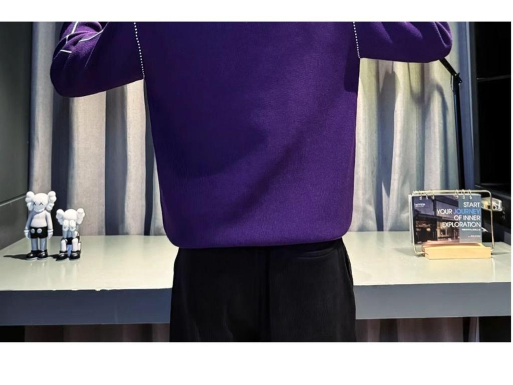 Herren einfarbiger Wollpullover, Rundhals Strickware, Herbst/Winter 2025 Kollektion
