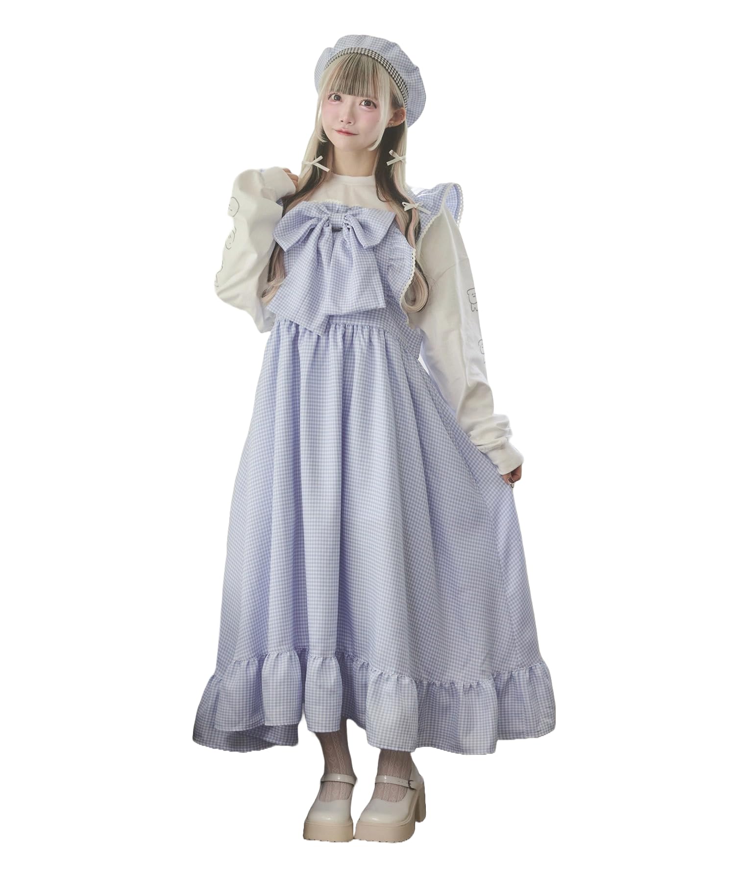 

Whinny Yururirin Весна Лето Синяя Клетка 1 [WEGO] Платье Ribbon-chan, Одежда, Платье, Топы, Девочковый, Милый, Корейский, Подарок, Презент, Одежда, Одежда,