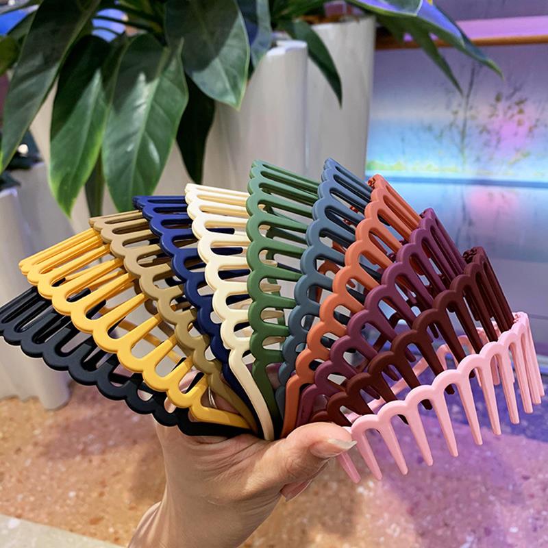 Koreanische Damen Haarkamm Rutschfestes Stirnband Kunststoff U-Form Haarreifen Einfarbig Feste Zähne Haarbänder Kopfschmuck Haaraccessoires