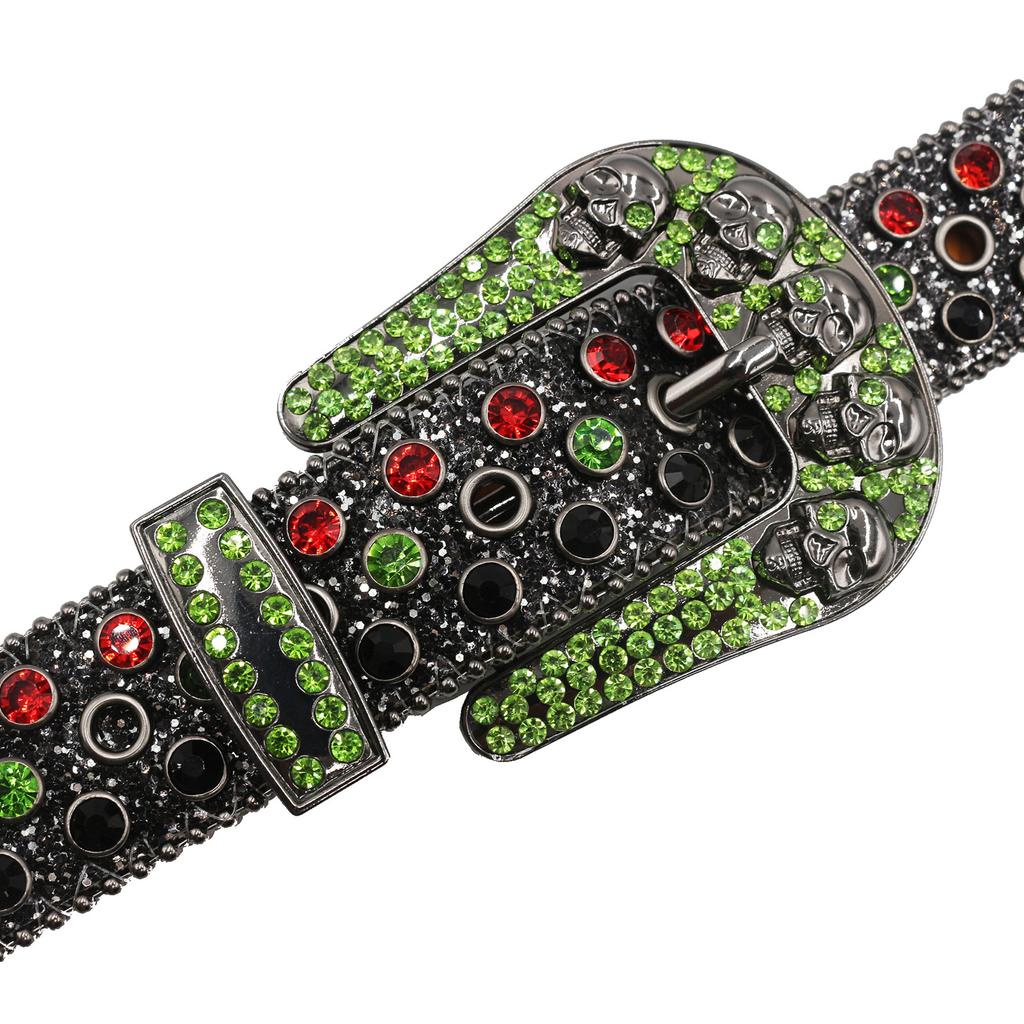 Large Skull Head with Diamond Belt for Men and Women Diamond Acrylic Crystal Rivet Belt Inlay