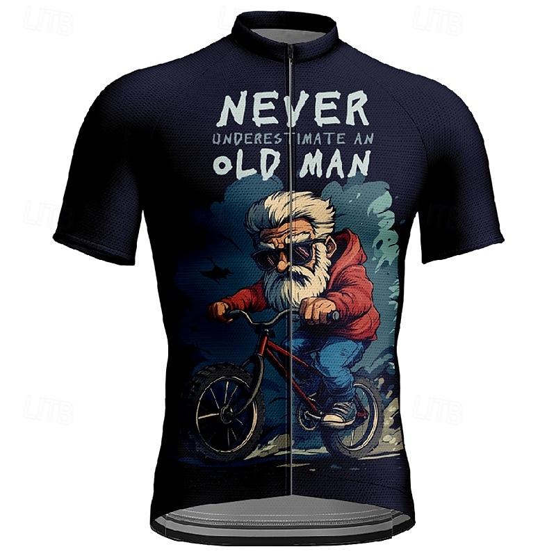 Herren Radtrikot Design Unterschätze nie den alten Hasen Kurzarm Rad-T-Shirt Mountainbike MTB Feuchtigkeitstransportierend Atmungsaktiv Sportbekleidung