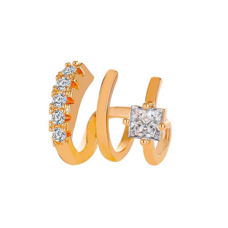 Stylish Minimalist Ins Style Three Layer Ear Clips Elegant Zircon No Piercing Earrings Ear Cuffs for Women