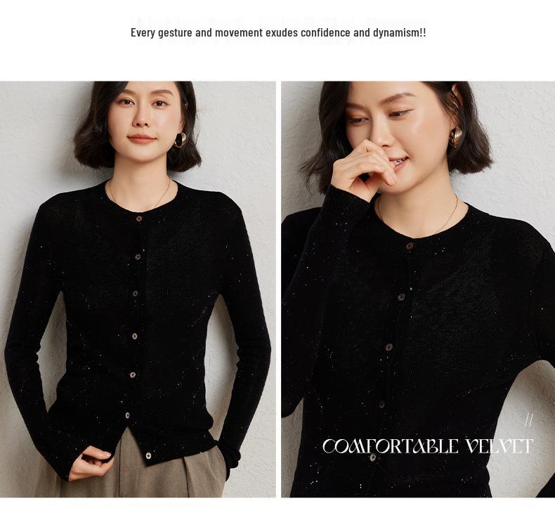 Women's Cashmere Wool Blend Beaded Cardigan - 2024 Autumn/Winter Collection
