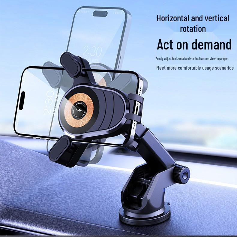 2026 Model Retractable 360° Rotating Car Phone Holder with 15W Fast Charging
