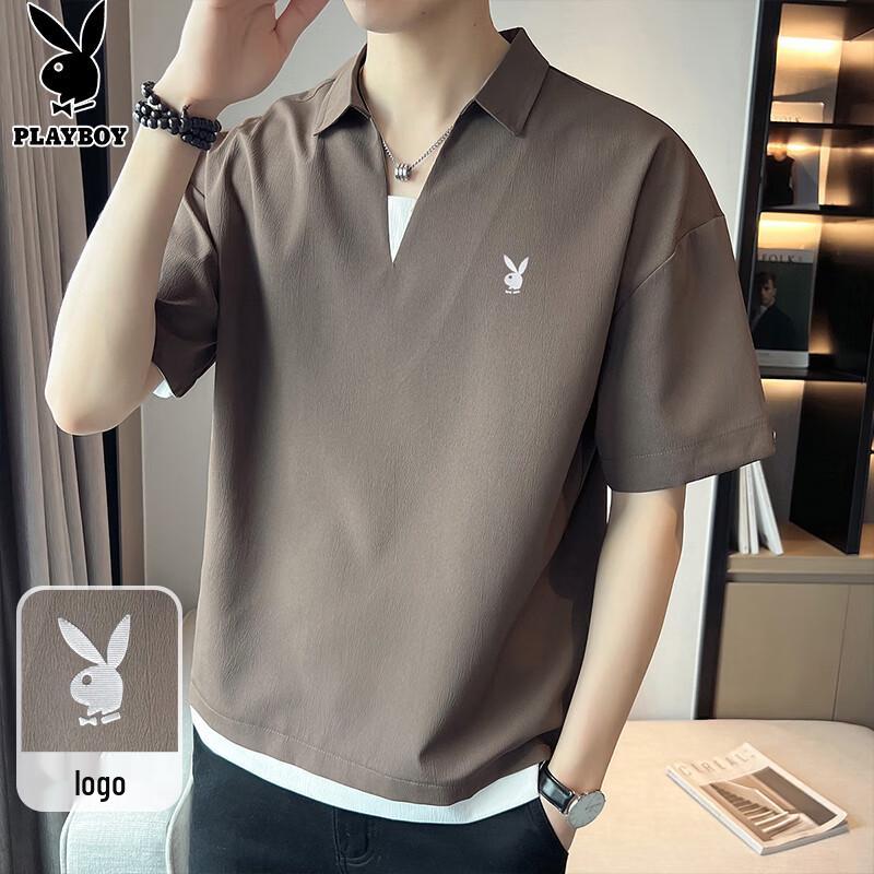 Playboy Men s Ice Silk Short Sleeve Polo T-Shirt XL