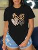 Heart Print Tshirt Short Sleeve Crew Neck Casual Top for Summer Spring Women's Clothing Summer Short Sleeved Harajuku Streetwear