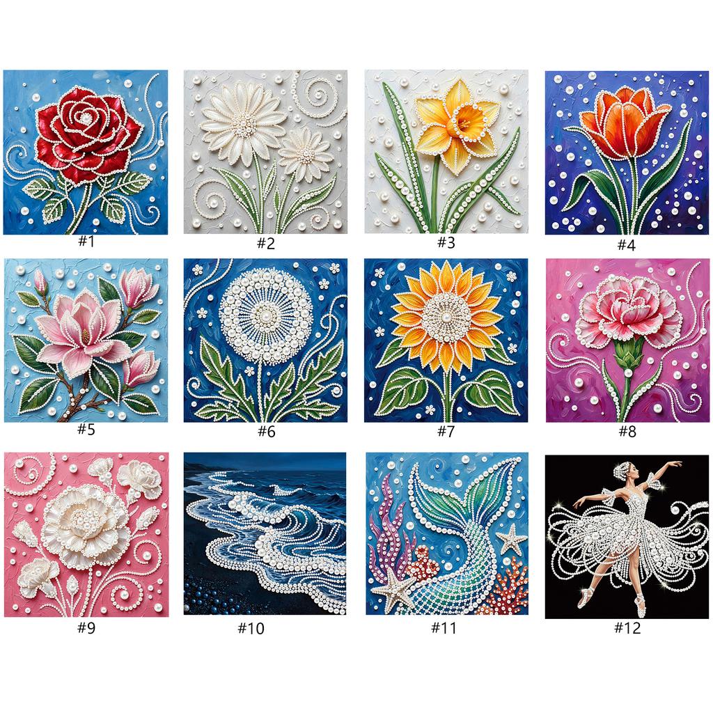 DIY Pearl Painting Art Kits with Frame 25x25cm Pearl Gem Paintings Picture Arts Craft for Adults Beginners Home Wall Decor