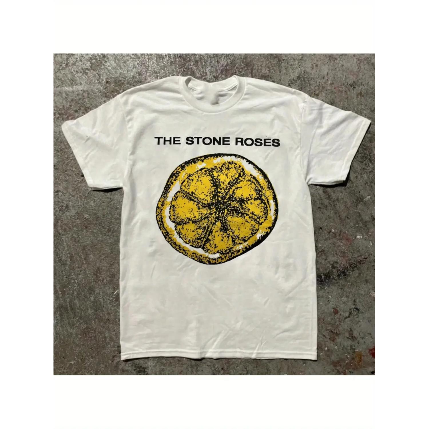 

Unique Stone ROSES 90s Lemon Collection White Unisex T-shirt Suitable for Casual Sportswear Men s Shirt XXXXXL чорний