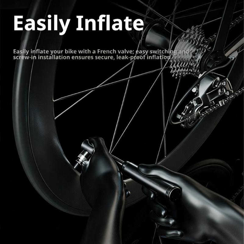 Handheld Tire Inflator Portable Bike Pump for Ride Carry, Double Valves Mini Pump with Metal Body, Grip Texture, Manual 130PSI Support for Bike Care