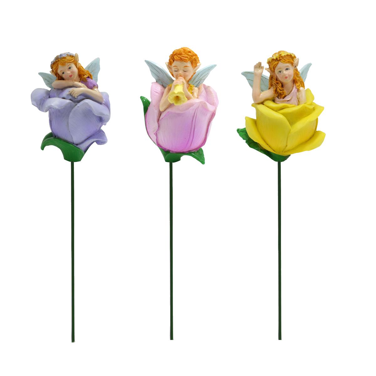 

3-piece set of flower fairy inserts, resin crafts, flower pot and bonsai inserts, courtyard and garden decoration statue inserts
