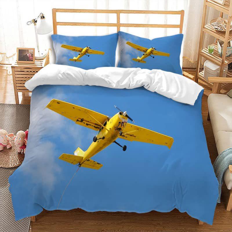 Aircraft Three-Piece Quilt Cover 3D Digital Printing Bedding Set Four Seasons Bed Cover