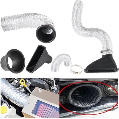 Air Funnel Pipe Set Car Front Bumper Air Intake System Turbo Air Inlet Tuyere Car Modification Air Vent Tube Kit Universal Round/Square Nozzles