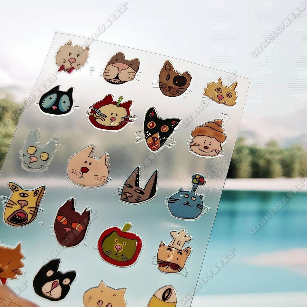 Puffy Jelly Stickers Funny Ugly Cute KT Cat Self Adhesive Waterproof for Journaling Camera Pen Holder Water Bottle Decor Ready