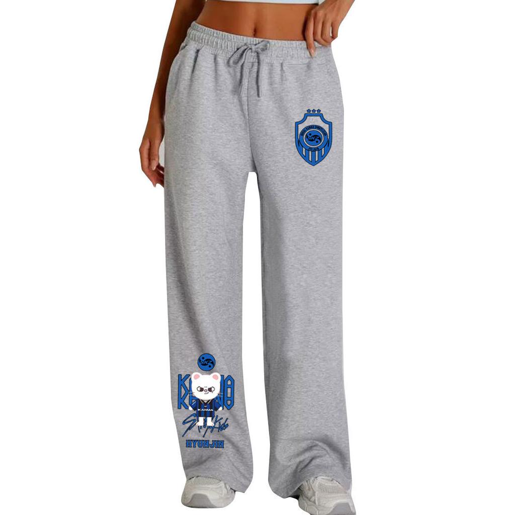 Pantalon de survêtement large unisexe, imprimé Stray Kids, cordon de serrage, pantalon de sport décontracté polyvalent