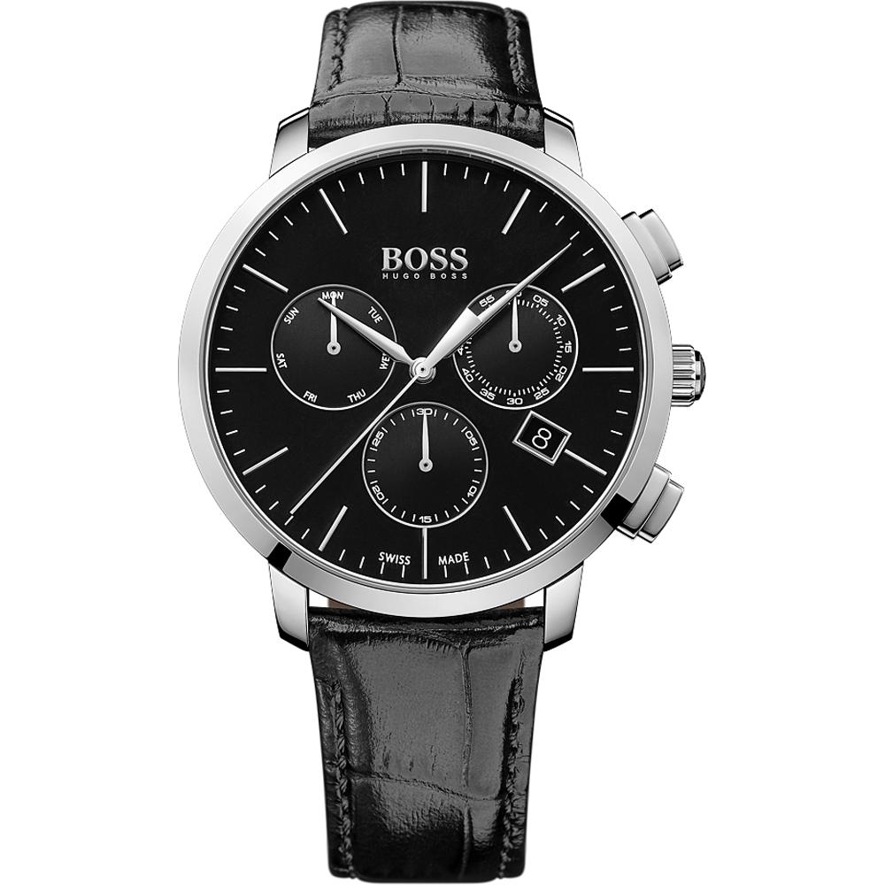 BOSS Boss Signature Black Dial Black Leather Men s Quartz Watch 1513266 чёрный