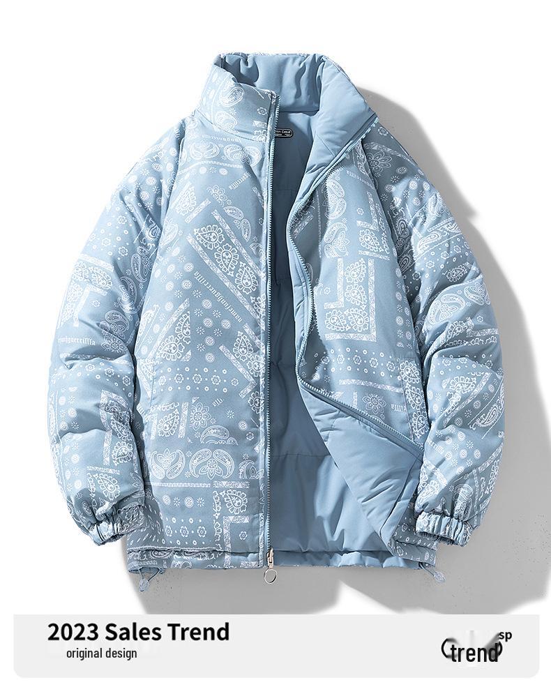 Men's Trendy Thickened Cotton Jacket - Autumn/Winter Stand-Up Collar Warm Short Coat