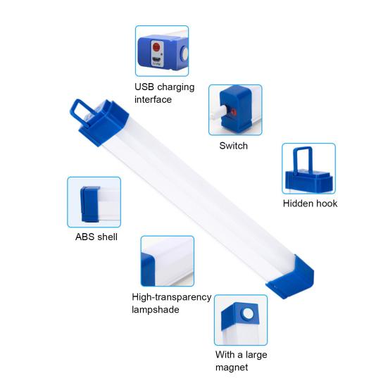 Emergency Light Rechargeable Magnetic Light Tube Super Bright Flicker Free Waterproof Indoor