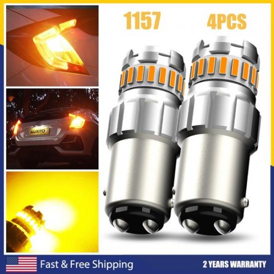 4X Yellow Amber 1157 LED Signal Turn Parking Blinker Light Bulb Anti-Hyper Flash