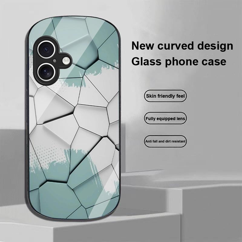 Geometryczny Wzór Dla Apple IPhone 16 11 13 15 14 Pro Max 12 Mini 7 8 Plus XR X XS Etui na Telefon z Hartowanego Szkła o Eliptycznym Kształcie