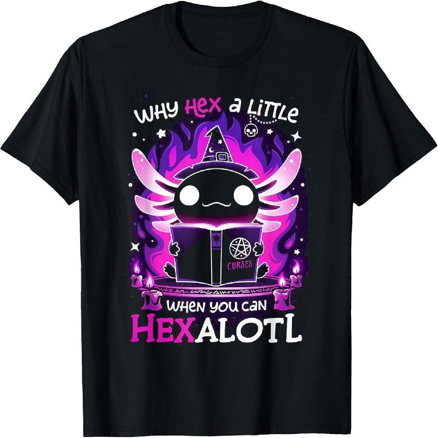 Adorable Axolotl Halloween Creature T-Shirt, Funny Axolotl Pun Graphic Tee, Unique Amphibian Animal Lover Gift, Cool Design T-Shirt Black S