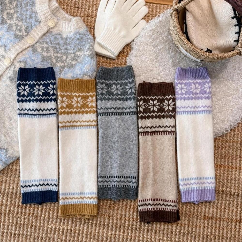 Wool Blend Calf Socks Fair Isle Sock Cuffs Warm Keeping Slouch Socks Autumn Winter