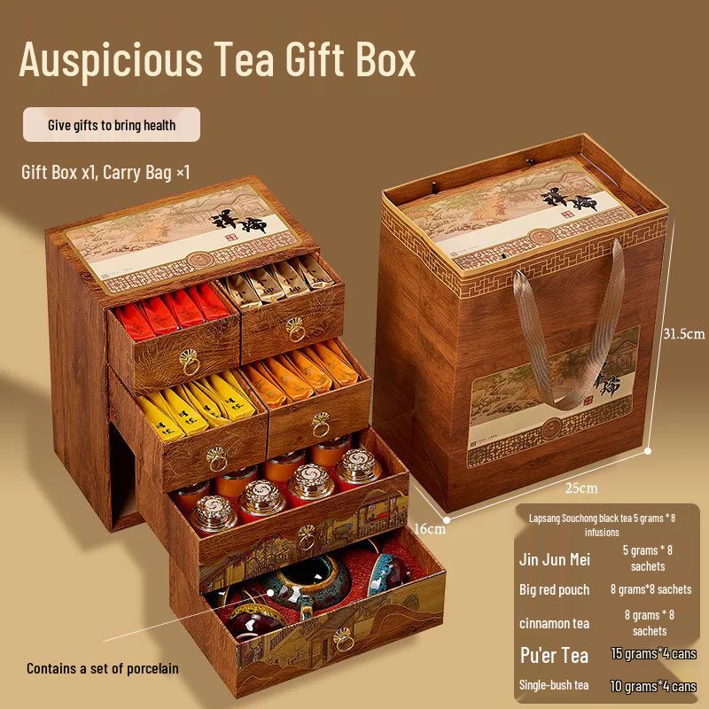 Da Hong Pao & Rou Gui Oolong Tea Gift Box with Chen Pi and Fuding White Tea
