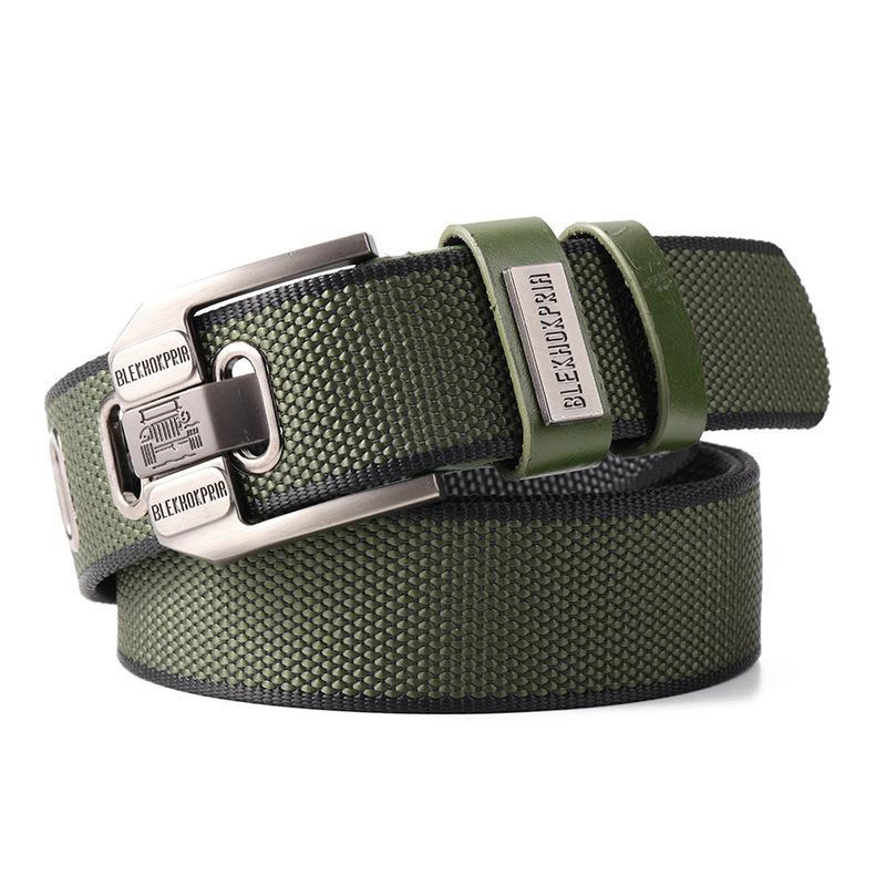 Nylon Belt Men'S Pin Buckle Belt Two-Color Outdoor Canvas Jeans Belt Military Training Green Tide