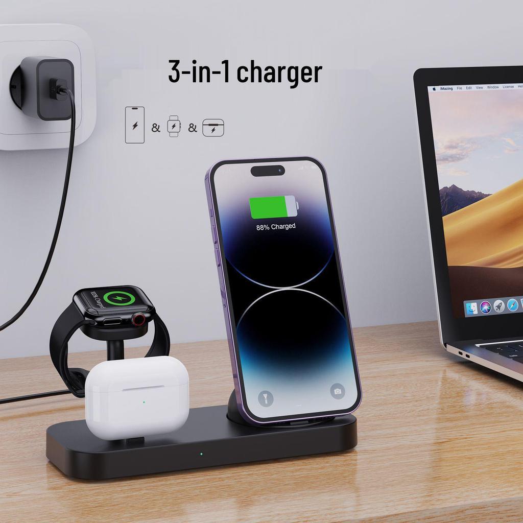 Rotatable Multi-Functional Desktop Charger for Apple, Samsung, and Watch