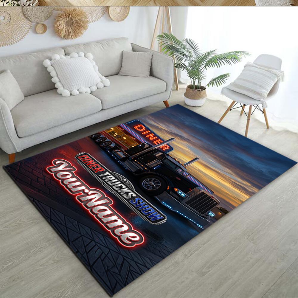 Peterbilt Heavy Trucks Customize Your Name Carpet Perfect for Game Room Decorate Room Bedrooms Playrooms Anti-slip Rug Office Home Decor