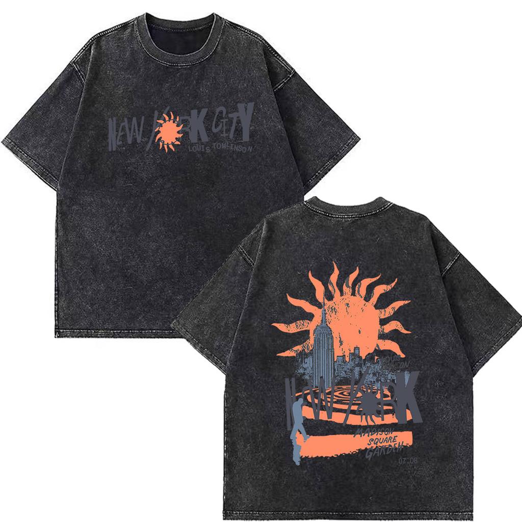 Louis Tomlinson How Did I Get Here Tour 2026 Print Vintage Washed T Shirt Men Women Hip Hop Tshirt Cotton Casual Loose Tshirs