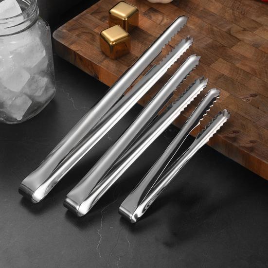 Stainless Steel Ice Tongs Small Lightweight Tongs Thickened Ice Clip Multifunctional BBQ Clip Ice Bucket